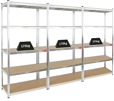 PROREGAL Mega Deal | 3X Schwerlastregal Giant Ragnar | HxBxT 200x100x50 cm | Fachlast 175kg | Verzinkt | Garagenregal Kellerregal Werkstattregal Lagerregal Steckregal