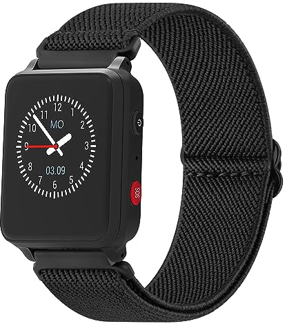 Vancle für Anio 5 Armband,Nylon 20mm Kinder Klettverschluss Verstellbare Ersatzarmbänder Uhrenarmband für Anio 5 Mädchen Jungen(Schwarz)