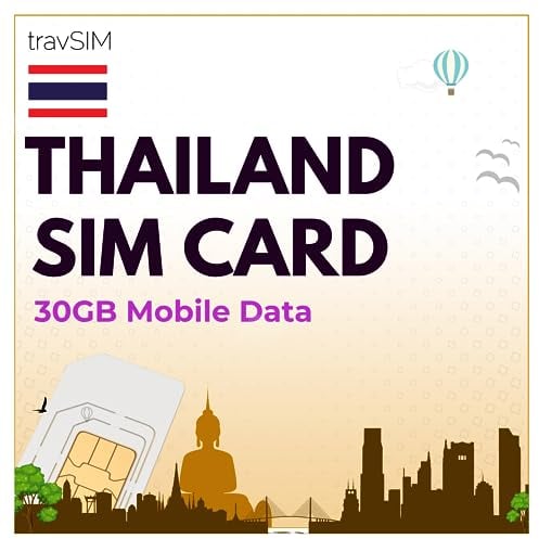travSIM Thailand SIM-Karte | 30GB Mobile Daten | Funktioniert auf iOS- und Android-Geräten | Der Plan auf Dieser Japan SIM-Karte ist 15 Tage lang gültig.