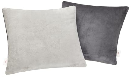 s.Oliver Doublesoft Kissenbezug 50x50 cm - super kuschelig & weich, Polyesterflausch 2 Stück grau