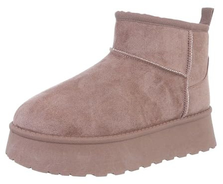 Ital Design Damen Stiefeletten mit flacher Sohle, runde Spitze, Hellbraun, Gr. 39
