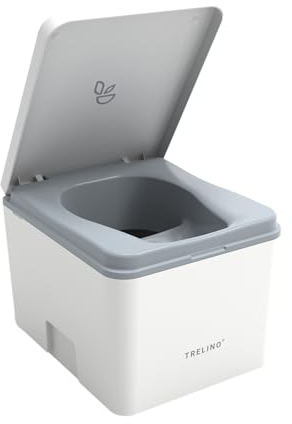 TRELINO Evo S Blanc, 33 x 39 x 29,6 cm, Toilette sèche avec séparateur, Toilette Portable pour Camping et Plein air, Inodore, 4,5 L & 6,5L capacité