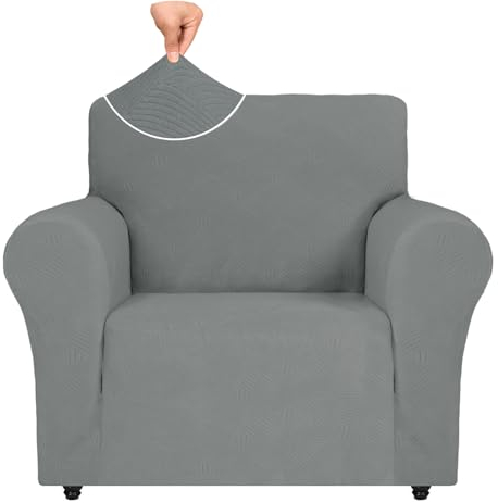 Ystyle Sesselbezug Stretch, Sessel Überzug, Sofabezug 1 Sitzer, Sofaschoner rutschfest, Sofa Überzug, Elastisch Couch Überzug Mit Armlehnen, Sofa Cover Sofahusse Sesselhusse, Hellgrau