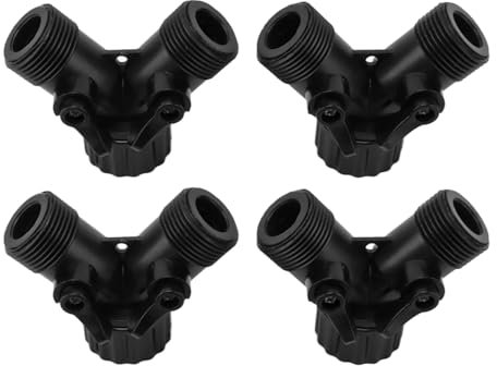 Tissting 4 Piezas Divisor de Grifo Grifo de Plástico de 2 Vías 3/4'' Conector Divisor de Manguera en Y 2 Válvulas Adaptador de Espita de Manguera para Jardín Hogar Salida de Grifo de Manguera(Negro)