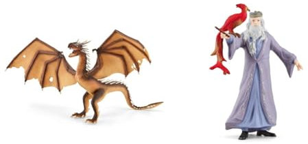 SCHLEICH 13989 Ungarischer Hornschwanz, ab 6 Jahren, Wizarding World - Spielfigur, 25,5 x 40 x 19,5 cm & 42637 Dumbledore & Fawkes, ab 6 Jahren, Wizarding World - Spielfigur, 11 x 4 x 12 cm