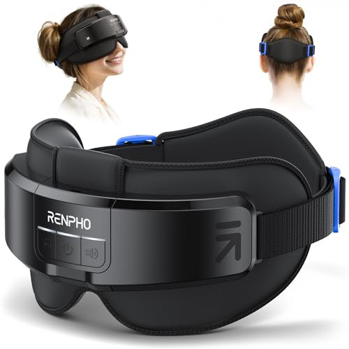 Renpho Eye Massager with Heat, Head Massager for Headache, Sleep Mask with Bluetooth Music, Heated Eye Massger for Forehead, Back of Head and Temple, Birthday Gitfs for Women Men