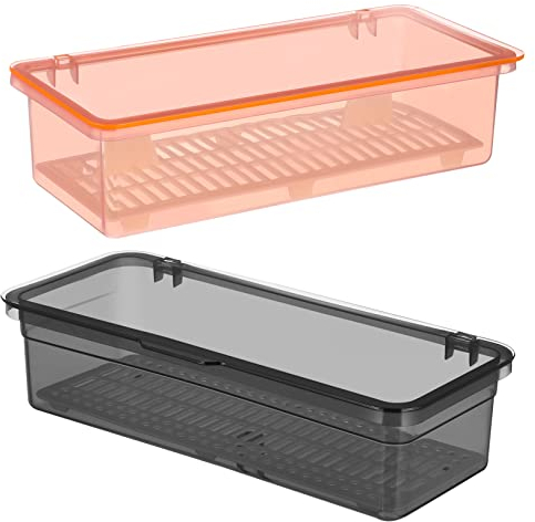 CIYODO 2 Piezas caja drenaje caixas arrumação cozinha kitchen storage organizador utensilios con tapa cajones plástico almacenamiento electrodomésticos cocina cajón bandeja