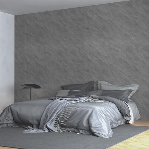 3yecao 31×1181 Extra Wide Thick Large Size Gray Concrete Wallpaper Peel and Stick Industrial Grey Concrete Cement Contact Paper Matte Textured Wall Sticker for Living Room Bedroom Garage Walls