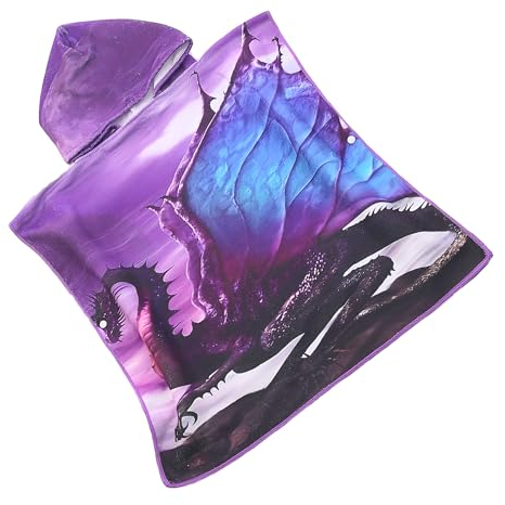 FEBE Badeponcho Kinder Dragon Badetuch Mit Kapuze Bademantel für Kleinkind