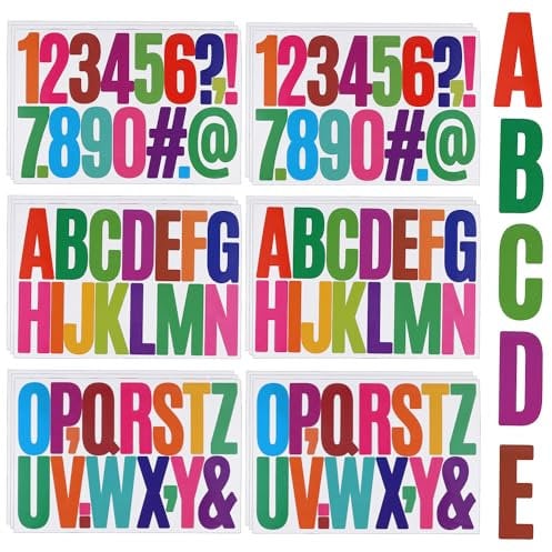 18 Sheets Alphabet Number Stickers, 3 Inch Self Adhesive Vinyl Letters Stickers Waterproof Capital Uppercase Stick on Letters Decals for Crafts Mailbox Car Home Decoration(Multi-Color)