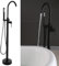 PUDLOR Freistehende Badewannenarmatur, Schwarze Badezimmerarmatur, 360° schwenkbare Badezimmerarmatur, bodenstehende Badewannenarmatur, vertikale Wasserfall-Badewannenarmatur mit Handbrause