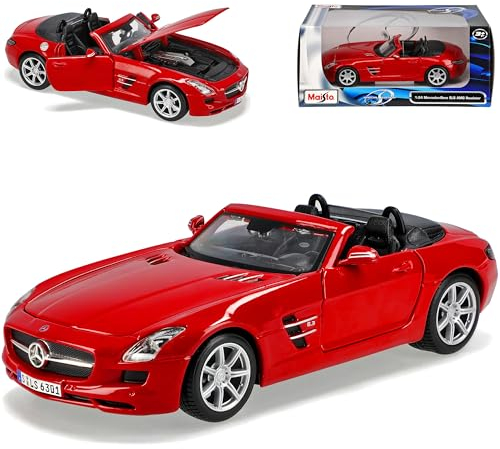 alles-meine.de GmbH Mercedes-B SLS AMG Roadster Cabrio Rot 1/24 Modell Auto mit individiuellem Wunschkennzeichen