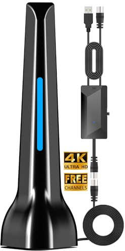 DVBT2 Antenne, zimmerantenne DVB-T & DVB-T2 Antennen mit Verstärker, Großer Reichweite und 360° Empfang, Zimmerantenne für Fernseher mit Starkem Magnetfuß, Geeignet für 4K 1080p & Alle TV-Geräte