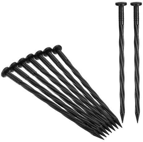 sourcing map Garden Stakes, 100Pcs 8 Inch - Plastic Landscape Stakes, Spiral Landscape Edging Anchoring Spikes, Nylon Garden Edging Nails for Garden Lawn Yard Weed Barriers Artificial Turf