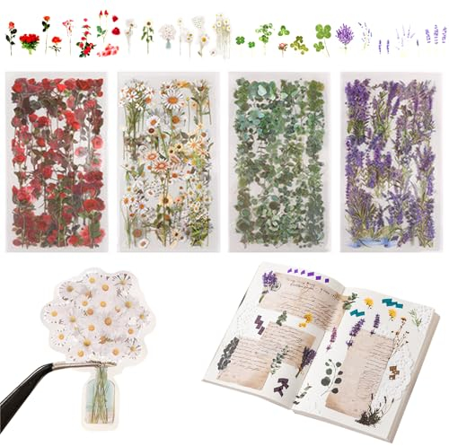 TYXHXTF 360 Stück Scrapbooking Aufkleber, Blumen Aufkleber Set, Flower Stickers, Aufkleber Pflanzen, Transparente Pflanzen, für Tagebücher Karten, Scrapbook Fotoalbum Sammelalbum