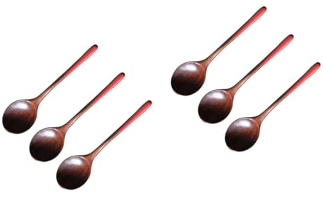 Cabilock 6 Piezas de madera cuchara para utensilios de cocina utensilios para servir ensaladas cubiertos para niños soperas cuchara de madera ecológica cuchara sopera