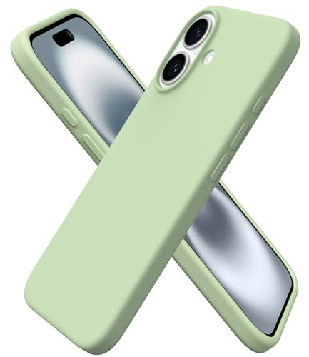 ORNARTO Compatible with iPhone 16 Case 6.1, Slim Liquid Silicone 3 Layers Full Covered Soft Gel Rubber 16 Phone Cases Cover 6.1 inch-Matcha