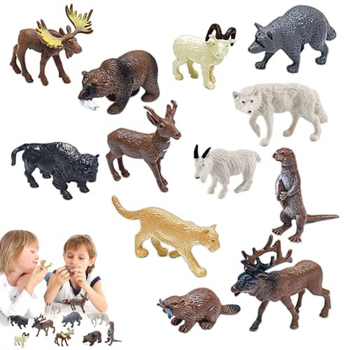 anyìshwu Waldtiere Figuren Spielzeug,12 Stück Tierfiguren für Kinder,Waldtiere Geburtstag Deko,Miniatur Tiere,Tierfiguren Bauernhof,für Wald Themen Kuchenaufsätze