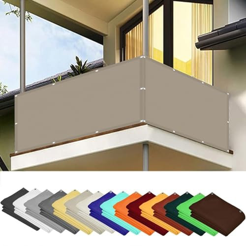 Brise Vue Balcon 100 x 350 cm Imperméable, Protection UV Brise-Vue Occultant Écran Vent Au Vent, Résistance à La Déchirure pour Patio Extérieur Clôtures, Taupe