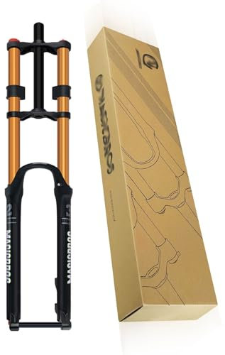 DH VTT Suspension Fourche 27,5/29'' Double Épaulement Amortisseur 1-1/8 Tube Débattement Fourche Pneumatique 180mm avec Amortissement Verrouillage Manuel Axe Traversant 15X100mm(Gold,29/100mm)