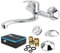 SOTBE Wasserhahn Küche Massiv Messing 1000g - Küchenarmatur Wandmontage Chrom - Mischbatterie mit Keramikkartusche - Wassersparende Spülbecken Armatur Küche - 30 cm Auslauf 360° Drehbar - Komplettset