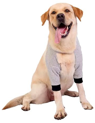 SYHSYC Hund Ellenbogenbandage - Elastischer Ellbogenschoner für Hunde - Grau - Baumwolle - Postoperative Genesung, Verletzungsvorbeugung, Arthroseunterstützung, Angstlinderung