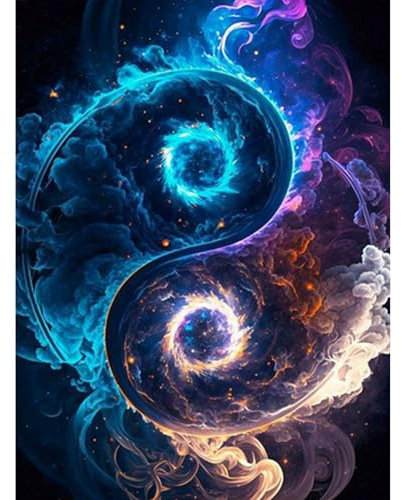 GHHKUD Diamond Painting für Erwachsene, Yin Yang Landschaften 5D DIY Diamant Painting Bilder für Erwachsene Anfänger, Diamond Painting Set, Full Drill Diamant Malerei für Haus Dekoration 30x40 cm