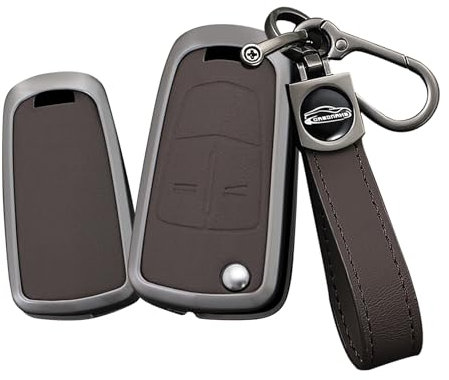 TECART Coque de clé en métal pour Opel Corsa Astra Vectra Signum, Long porte-clés marron
