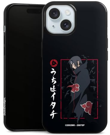 Slim Case extra dünn kompatibel mit Apple iPhone 15 Silikon Handyhülle schwarz Hülle Itachi Uchiha Offizielles Lizenzprodukt Naruto Shippuden
