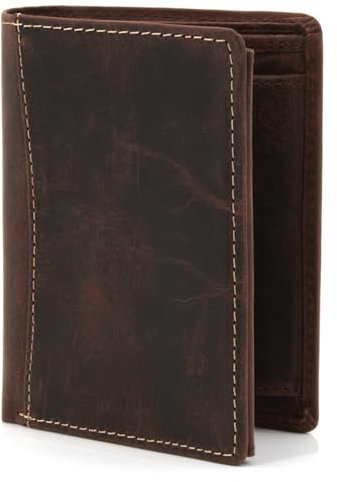 ekavale Leder Geldbörse Herren mit RFID-Schutz - Praktisches Hochformat Portemonnaie - Geldbeutel für Männer aus echtem Büffelleder - Brieftasche Wallet (Rust)