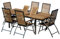 ALEOS. Gartengarnitur Edelstahl Teak Set: Ausziehtisch 160 auf 220 cm + 6 Teak-Edelstahl Hochlehner, Sitzgruppe A-Grade Teak Holz - Gartenmöbel Set 6 Personen Gastronomie Qualität
