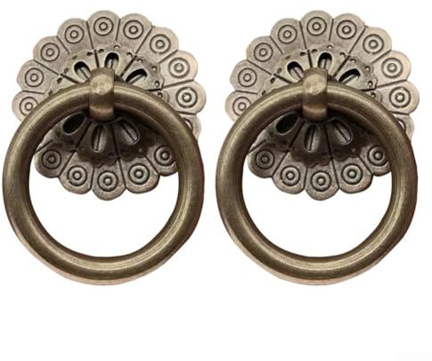 Entgoinggo Vintage Kupfer Schränke Griffe Ring Ziehen, Antike Möbel Schrank Tür Griff Ziehgriffe für Küche Schlafzimmer Badezimmer Schrank Tür Knäufe Schublade Zieht
