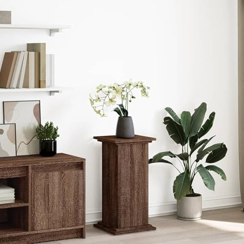 Homgoday Braun Eichen-Optik Holzwerkstoff Blumenständer mit 3 Ebenen, 60 kg Tragfähigkeit, 31 x 30 x 60 cm - Dekoration & Mehrfachverwendung Model854622