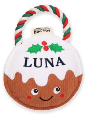 History & Heraldry Personalised Christmas Pudding Dog Toy (Luna)