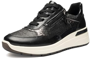 ARA Damen Sneaker Courtyard Taiga Taiga, schwarz | Schnürschuhe, Blau, Reißverschluss, seitlicher Reißverschluss, Komfort, Damen, Schuhe