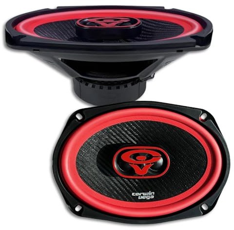 CERWIN-VEGA! V693 6X9” 420 Watts 3-Way Coaxial Car Audio Speakers - Black+Red