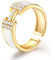 Chritice Ring Gold Damen Ring Silber 925 Damen Ringe Verstellbar Ringe Gold Vergoldet öffnen Fingerring Dame Mit Zirkonia Beige Rand Design, Damenring Goldring Geschenk Für Frauen Schmuck