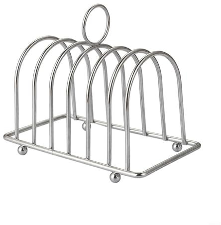 Niceminiwall Toast Rack 6 Slice Victorian Style - Silver Chrome Toast Holder Rack with Ball Feet - Stand with Carry Handle - Sturdy and Toughened