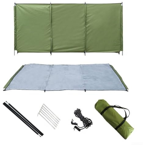 Pumixiy Coupe-vent de camping 4 ou 5 poteaux avec fenêtres transparentes, sac de transport et poteaux en acier, pour plage, caravane, camping-car