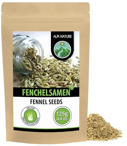 Alpi Nature Fenchelsamen 125g, Fenchelsamen ganz für Gewürzmischungen | ideal für Salate, Suppen, Bratengerichten & Fencheltee