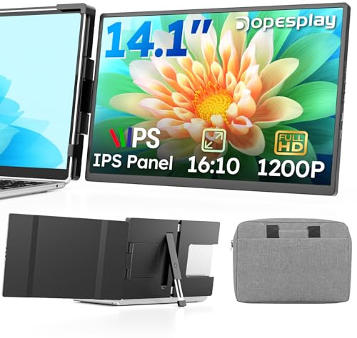 Dopesplay Laptop Monitor Erweiterung, 14 1200P Dual Laptop Screen Extender, Plug & Play Portable Monitor, USB-C/HDMI Zusatzbildschirm Kompatibel mit 13-17 für Windows, Mac, Android