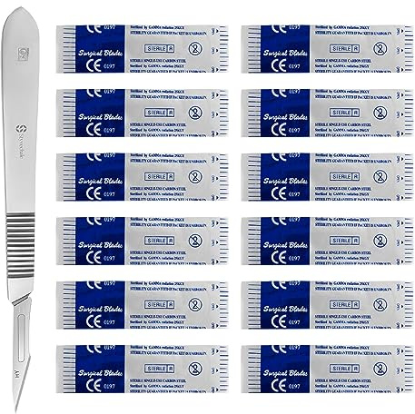 12 Pcs Scalpel Blades Tips Edges # 10 with Scalpel Handle No.3 Suitable for Sign, Craft, Card Making Cutter