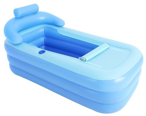 RjcdOPL Inflatable Bath Tub for Adults, Portable Freestanding PVC Soaking Tub, Foldable with Zipper Cover & Cup Holder, Fast Drain, Ideal for Home, Bathroom & Outdoor Spa