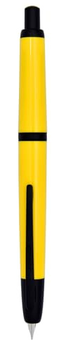 XIAOYU Jinhao 20 Press Fountain Pen, Retractable Capless Resin Pen with Ink Converter, Fine Nib(0.5mm), Yellow(Black Clip)
