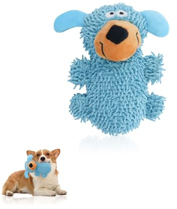 Andiker Dog Squeaky Toy, 7.08 In Cute Puppy Plush Toy with Short Mop Velvet Interactive Dog Toy for Small and Medium Dogs Chewing Teeth Grinding Playing (Blue)