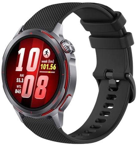 GIOPUEY Bracelet Compatible avec Huawei Watch GT Runner 2, Souple Silicone Sangle Bracelet [Résistant à l'usure] [Respirant] - Black