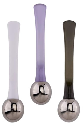 HANABASS Lot de 3 Cuillères de Massage Yeux en Alliage de Zinc, Spatules pour Crème Visage en Plastique, Masseur Contour des Yeux pour Soin et Application Cosmétique