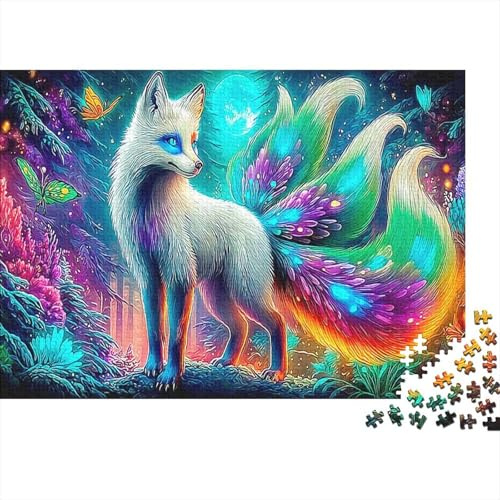 Fuchs des Kosmos, Wolf, leuchtendes kosmisches Regenbogen-Puzzle, 1000 Teile, Lernspiel-Herausforderung für Zuhause, Erwachsene und Kinder, 70 x 50 cm / 1000 Teile