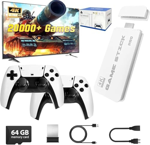 Retro Konsole Plug & Play mit 2 Wireless Controllern – Weiß