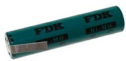 FDK (ehemals Sanyo) HR-AAAU Industriezelle 1,2Volt 730mAh NiMH Flattop mit Lötfahne in Z-Form